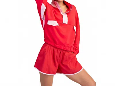 Rae Mode Color Contrast Top And Pants Set In Red/pink