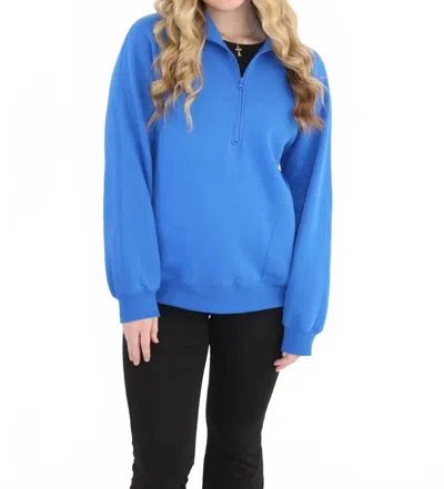 Rae Mode Convince Yourself Half-zip Pullover Sweater In Blue