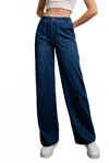 Rae Mode Cotton Stretch Twill Wide Leg Pants In Blue In Blue