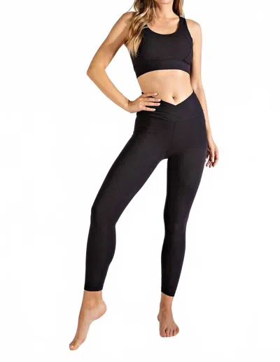 Rae Mode Crossover Waist Full Length Leggings In Black