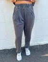Rae Mode Do What I Can Mineral Washed Pleated Pant In Black In Black