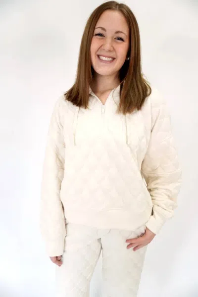 Rae Mode Ellis Quilted 3/4 Zip Pullover Jacket In Cream In White