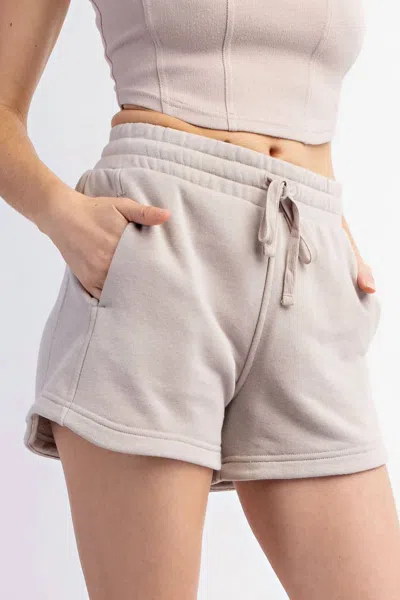 Rae Mode French Terry Basic Shorts In Beige