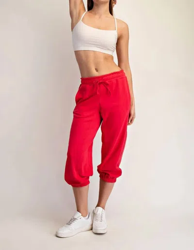 Rae Mode French Terry Cropped Jogger Pants In Candy Red