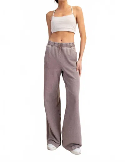 Rae Mode French Terry Wide Leg Pant In Mocha In Brown
