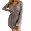 Rae Mode Getting Out Long Sleeve Hoodie Romper In Smoky Grey In Grey