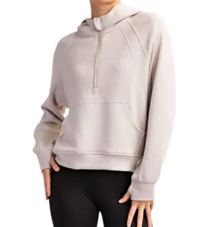 Rae Mode Hear Me Now Long Sleeve Quarter Zip Hoodie Sweatshirt In Grey In Gray