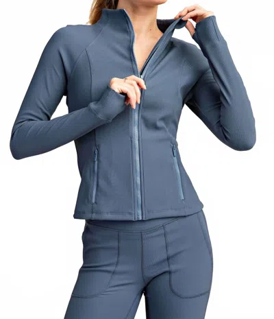 Rae Mode Ivy Nylon Rib Jacket In Iron Blue In Gray