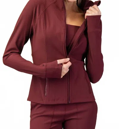 Rae Mode Ivy Nylon Rib Jacket In Wine In Burgundy