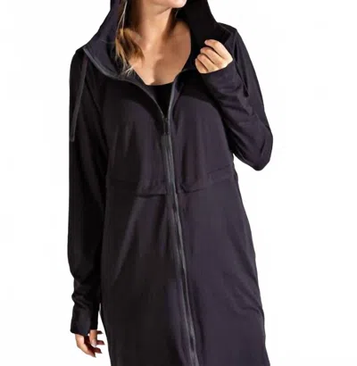 Rae Mode Long Hooded Active Jacket - Plus Size In Black