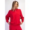 Rae Mode Long Sleeve Collared Top In Red
