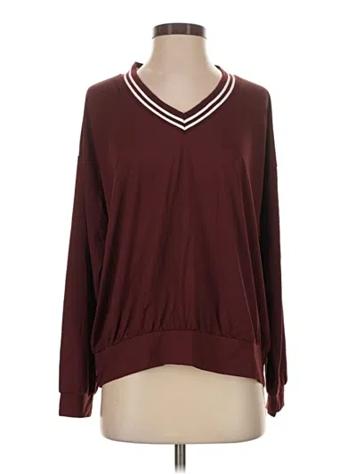 Pre-owned Rae Mode Long Sleeve Top Burgundy V-neck Tops