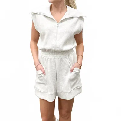 Rae Mode Luxe Cap Sleeve Romper In Heather Gray In Grey