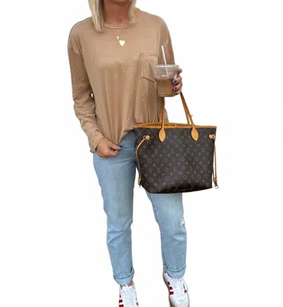 Rae Mode Mineral Wash Long Sleeve Top In Camel In Multi