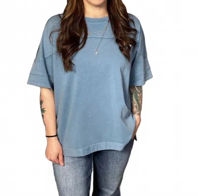 Rae Mode Mineral Washed Cotton Top In Dusty Blue