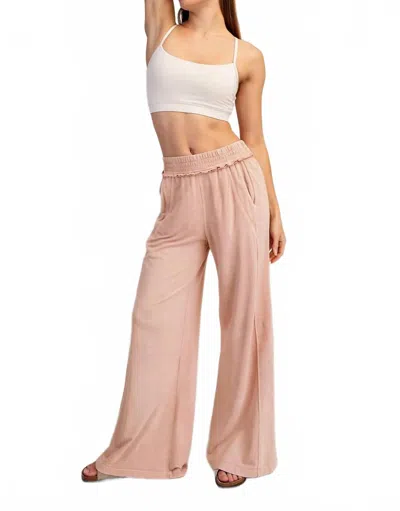 Rae Mode Mineral Washed Terry Butter Wide Pants In Pink