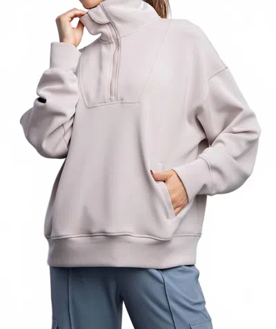 Rae Mode Modal Quarter Zip Mock Neck Pullover In Mocha Cream In Multi