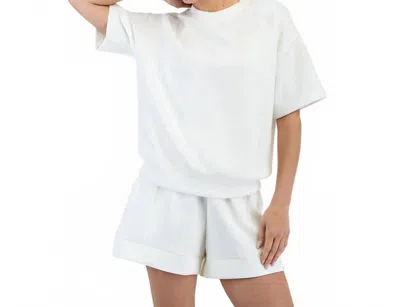 Rae Mode Modal Scuba Basic Short Sleeve Top In Cream In White