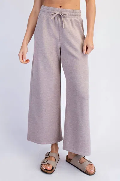 Rae Mode Modal Scuba Cropped Wide Pants In Mocha Cream In Gray