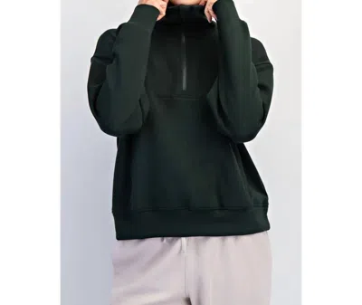 Rae Mode Modal Scuba Ribbed Mock Neck Pullover In Green