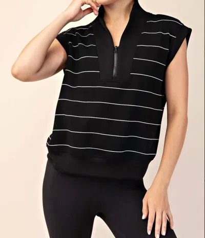 Rae Mode Modal V-neck Zip Sleeveless Top In Black/ Cream