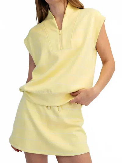 Rae Mode Modal V-neck Zip Sleeveless Top In Lemon/ Cream In Yellow