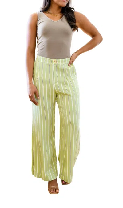 Rae Mode Never Underrated Striped Wide Leg Trousers In Lime In Green
