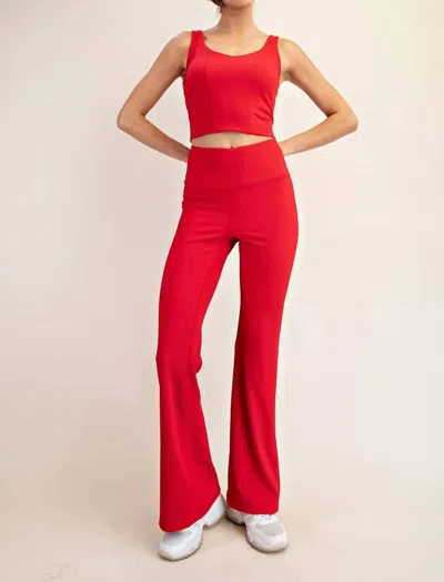 Rae Mode Nylon Rib Flare Leggings In Red