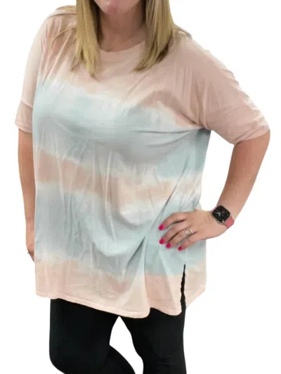 Rae Mode Oversized Tie Dye Top In Coral/grey In Pink