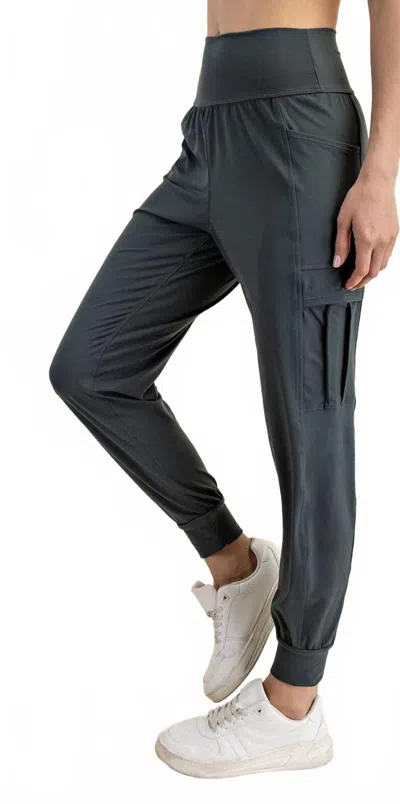 Rae Mode Plus Size Butter Jogger With Side Pockets In Charcoal In Pink