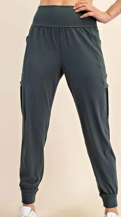Rae Mode Plus Size Butter Jogger With Side Pockets In Fern Forest In Gray