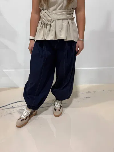 Rae Mode Pull On Baggy Fi Pants In Dark Wash In Blue