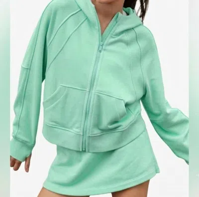 Rae Mode Quarter Zip Hoodie Jacket In Mint In Green