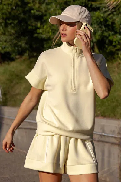 Rae Mode Quarter Zip Lounge Top In Lemonilla In Yellow