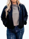 Rae Mode Quilted Bomber Jacket In Black In Blue