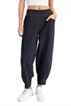 Rae Mode Rib Brush Cocoon Pants In Black In Black