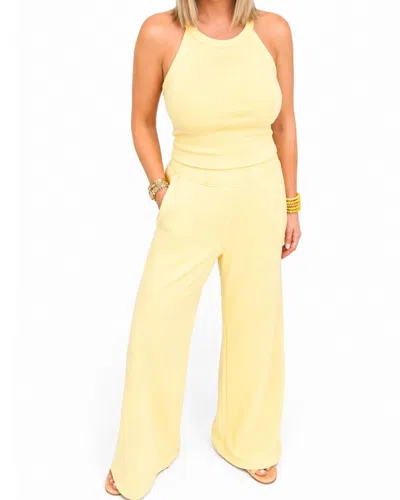 Rae Mode Rib Tank Top & Wide Leg Pant Set In Sweet Corn In Yellow