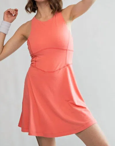 Rae Mode Romper Dress With Keyhole Back In Coral Rose