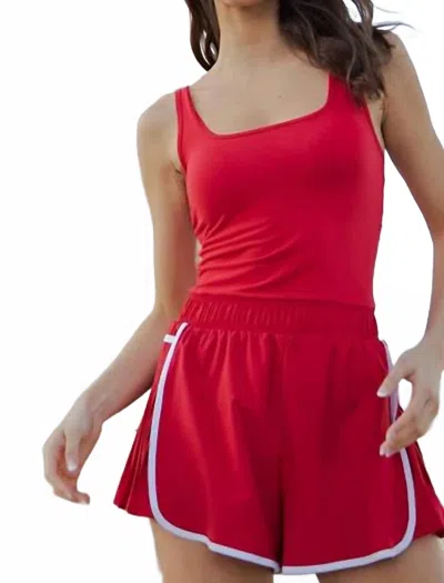 Rae Mode Rylie Contrast Pleated Shortsie In Red/white
