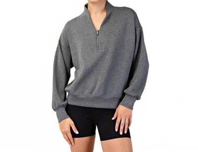 Rae Mode Scuba Luxe Half Zip Jacket - Plus In Heather Charcoal In Gray
