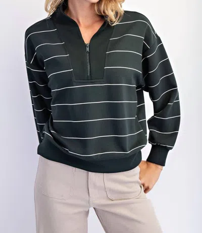 Rae Mode Scuba Stripe V-neck Jacket - Plus In Regency Green In Gray