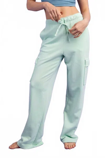 Rae Mode Straight French Terry Cargo Sweatpants In Mint In Blue