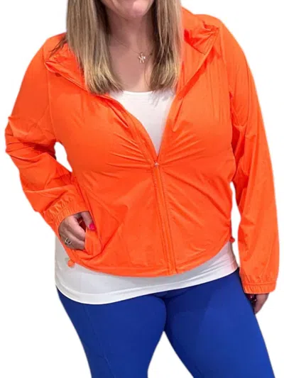 Rae Mode Stretch Long Sleeve Hoodie Jacket In Orange