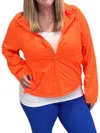 Rae Mode Stretch Long Sleeve Hoodie Jacket In Orange In Orange