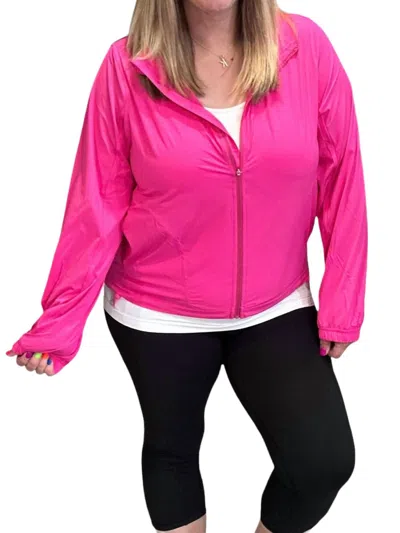 Rae Mode Stretch Long Sleeve Hoodie Jacket In Sonic Pink