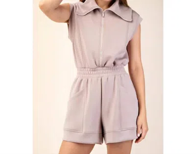 Rae Mode Stretch The Limits Scuba Romper In Light Mocha In Pink