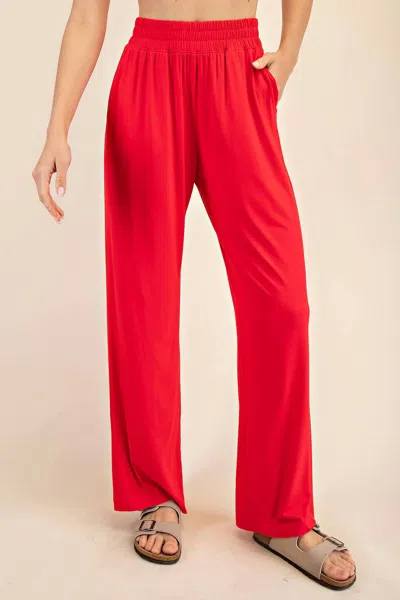 Rae Mode Viscose Modal Wide Leg Pant In Red