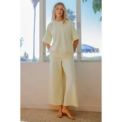 Rae Mode Wide Scuba Fabric Top In Butter Yellow