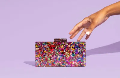 Rae Of Light Confetti Acrylic Clutch In Multicolor