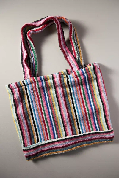 Rae Of Light Striped Terry Tote In Brown